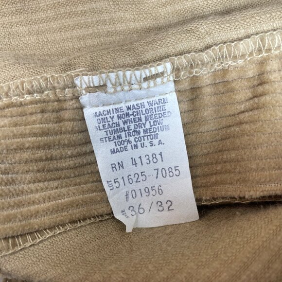 Vintage 90s Polo Men's Brown Corduroy Pleated Cotton Pants Sz 36-32 - Picture 7 of 8